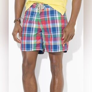 Polo Ralph Lauren Marlin Plaid‎ Swim Trunk size XL Tall and Long mesh inside